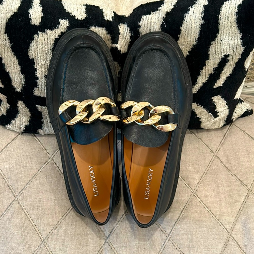 Lisa Vicky black lug sole loafer